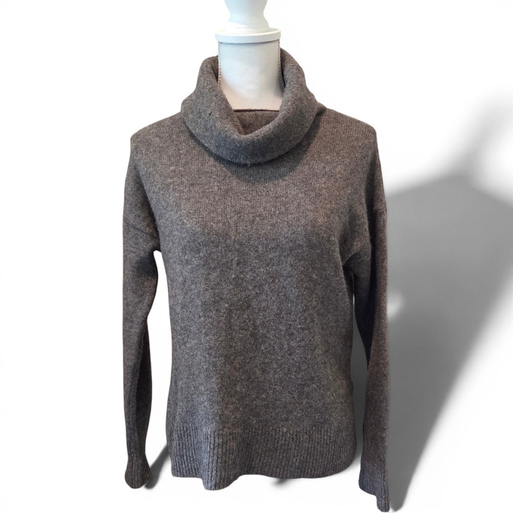 Nanette Lepore Sweater Wool Yak Cowl Neck Relaxed Brown Heather Minimalist L